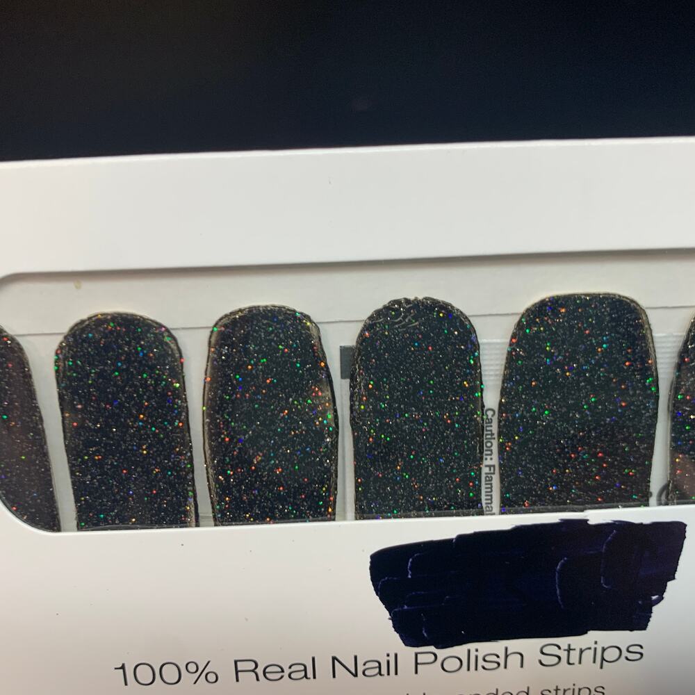 NIP Color Street ONLY IN VEGAS FMG120 black glitter nail polish strips wraps